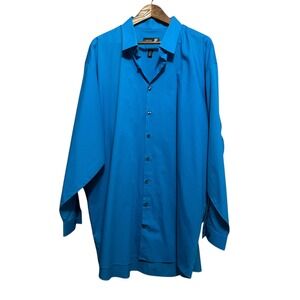 J F J Ferror Big & Tall Mens Blue Dress Shirt Size 20 36 37 Long Sleeve
